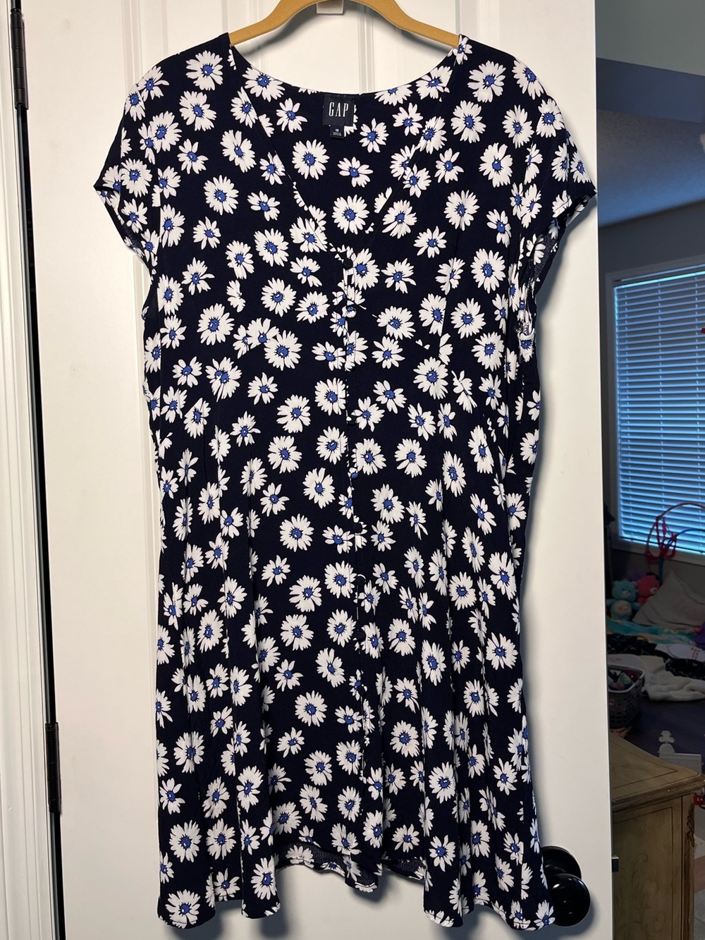 GAP Navy Floral Cap-Sleeve Mini Dress 16 XL